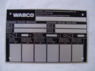 ALB-Datentafel leer, Schild, zu Bremskraftregler 