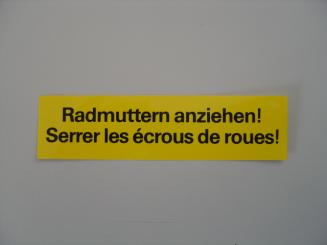 Klebe-Schilder 130x34 Radmutter anziehen 