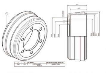 ADR Bremstrommel 300x90-6Loch-M18 